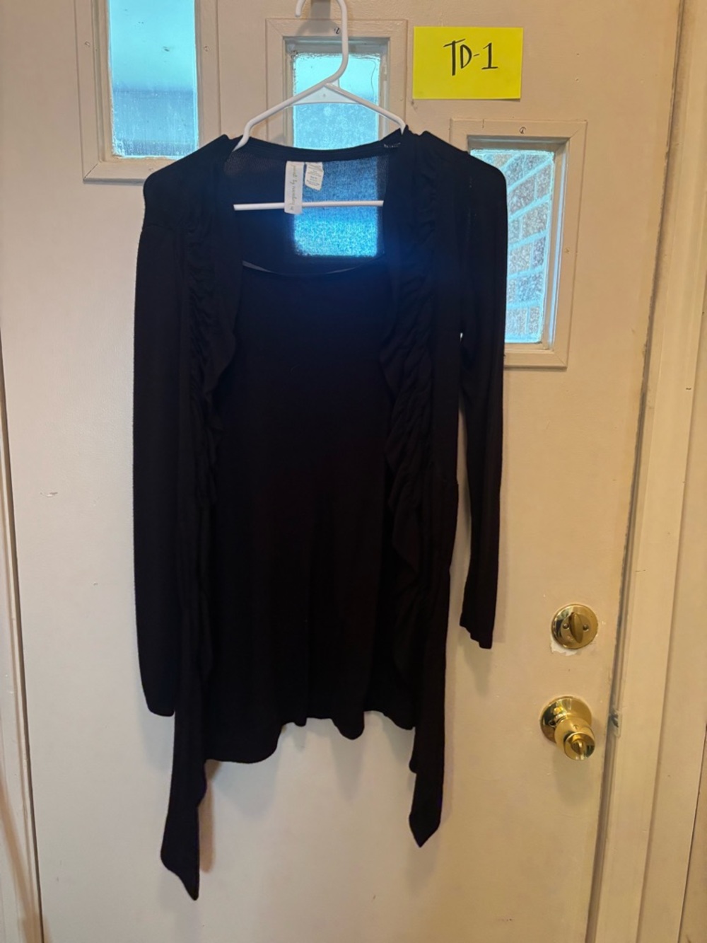 Matilda Jane medium Black Ruffled Open Front Cardigan